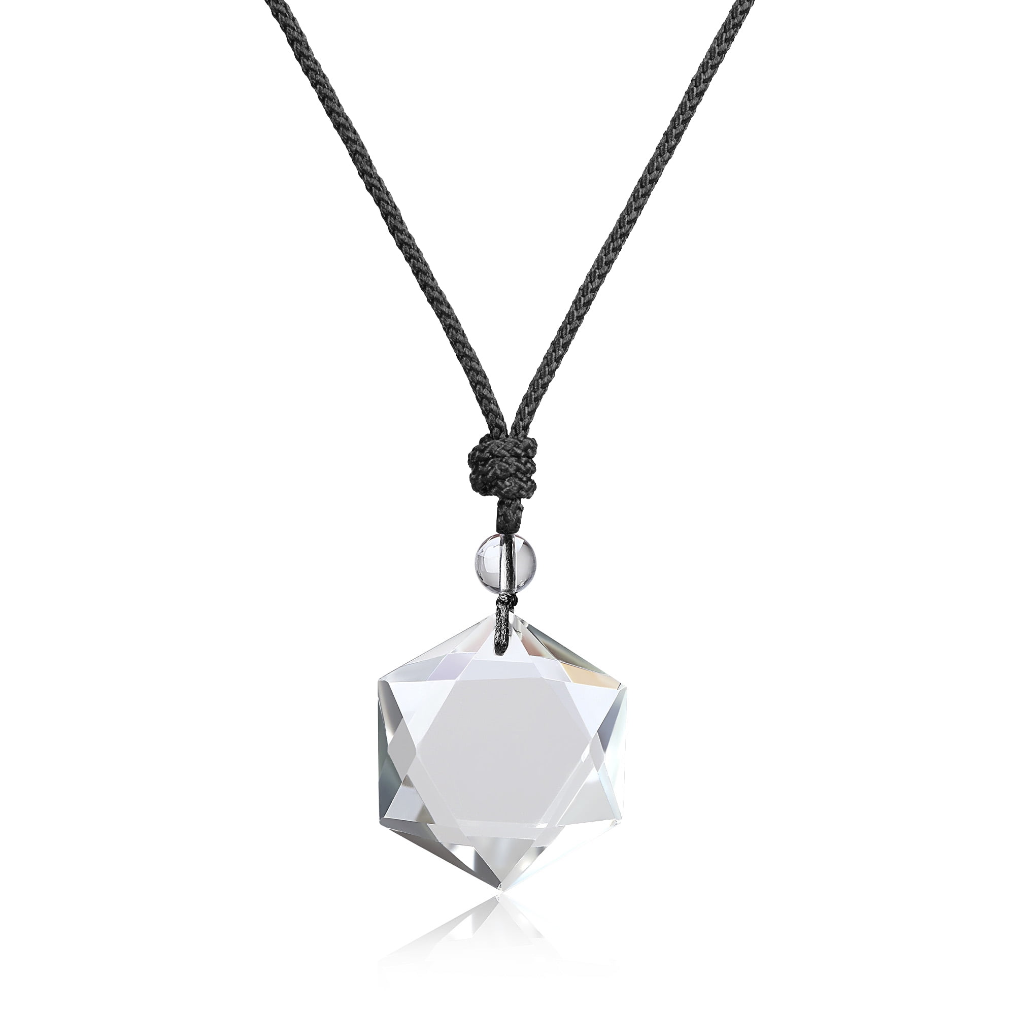 COAI Clear Quartz Jewish Star of David Healing Pendant Necklace