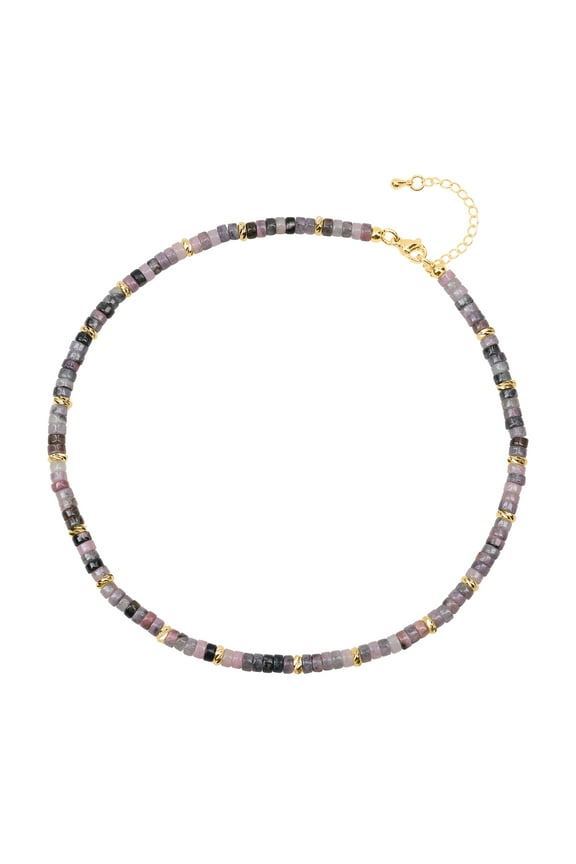 COAI Cute Heishi Beads Black Veins Rhodonite Stone Choker Necklace for Women