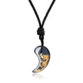 thumbnail image 1 of COAI Engraved Dragon Totem Japanese Magatama Black Obsidian Stone Pendant Necklace for Men and Women, 1 of 5