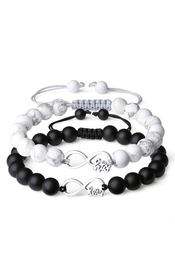 COAI His and Hers Infinity Howlite Onyx Stone Matching Couples Bracelets