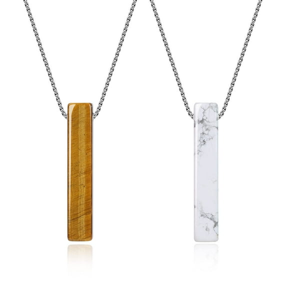 COAI Matching Couples Stick Bar Howlite Tiger Eye Stone Pendant Necklaces