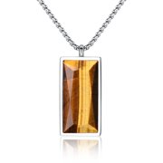 COAI JEWELRY COAI Mens Tiger Eye Genuine Stones Rectangle Pendant Necklace