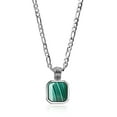 thumbnail image 1 of COAI Stainless Steel Figaro Chain Square Malachite Stone Pendant Necklace for Men, 1 of 5
