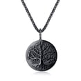 thumbnail image 1 of COAI Stainless Steel Mens Womens Obsidian Stone Tree of Life Pendant Necklace, 1 of 5