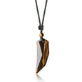 thumbnail image 1 of COAI Wolf Tooth Amulet Brown Tiger Eye Genuine Stones Pendant Necklace, 1 of 4