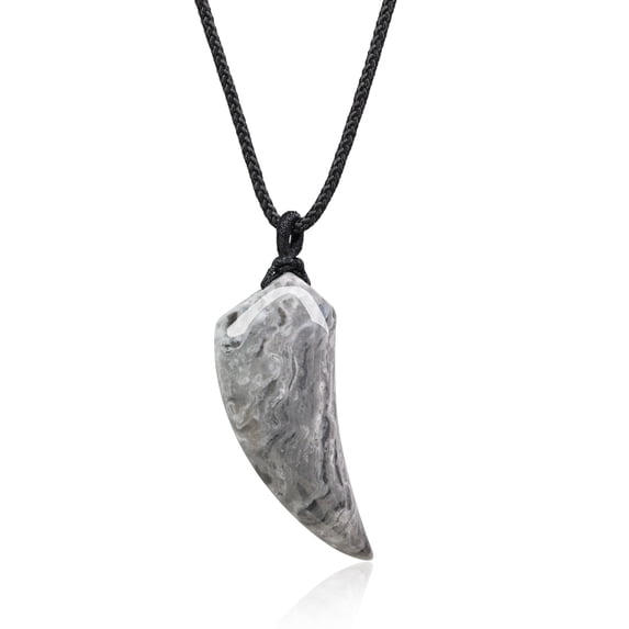 COAI Wolf Tooth Protection Amulet Map Jasper Stone Pendant Necklace for Men Women