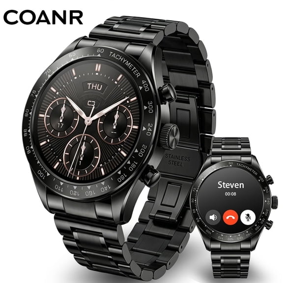 COANR PRO 3 Apex Men's Luxury Smartwatch, 1.43-Inch AMOLED Screen, Bluetooth Call, IP68 Waterproof, Compatible with iPhone and Android Devices, Black