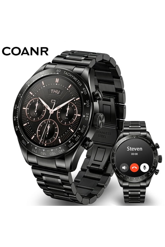 PRO 3 Apex Men's Luxury Smartwatch, 1.43-Inch AMOLED Screen, Bluetooth Call, IP68 Waterproof, Compatible with iPhone and Android Devices, Black