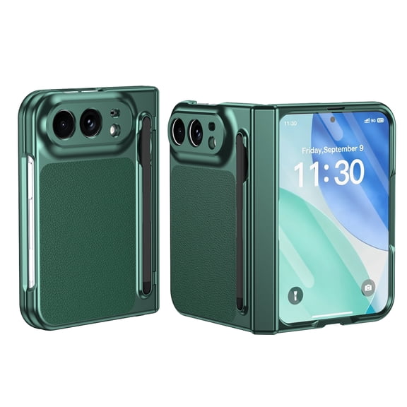 COAROVER Full Body Case fit for Apple iPhone Duo with Hinge Protection, Built-in Screen Protector & Stylus Pen,Green