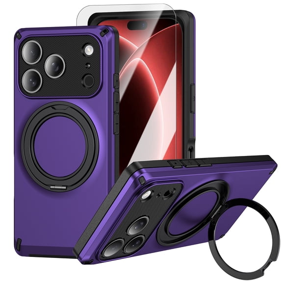 Filming Cooking Iphone COAROVER Magnetic Case for iPhone 18 Pro, 360 Swivel Ring Stand, Triple ...