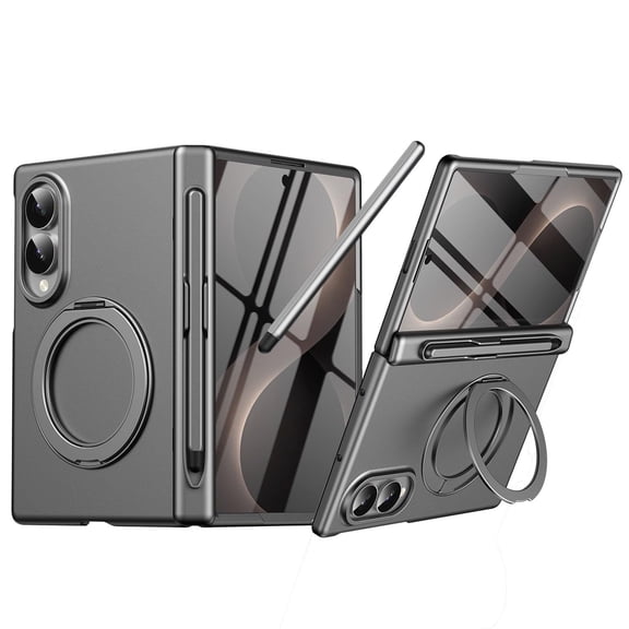 COAROVER Magnetic Heavy Duty Case for Samsung Galaxy Z Fold8 with Built-in Screen Protector Hinge Cover Kickstand Stylus Pen,Gray