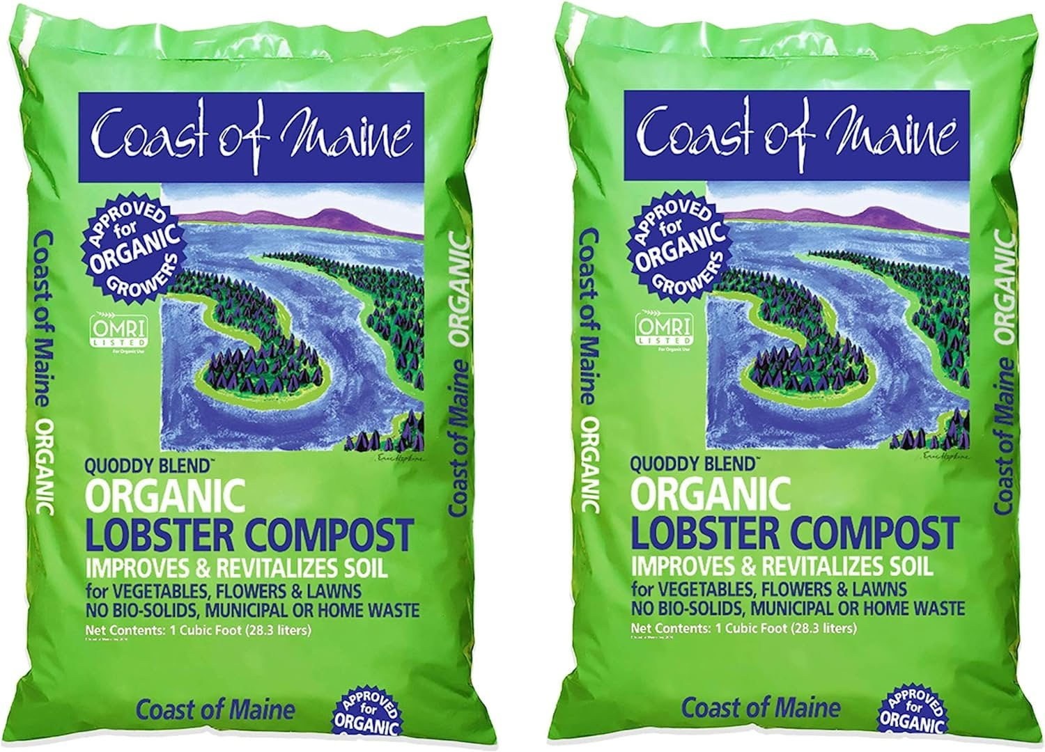 2-pack Coast Of Maine Lobster Compost Soil Conditioner - Natural Fertilizer - 2 Pack, 1 Cu Ft — Outdoor & Indoor Plant Use, Easy Application