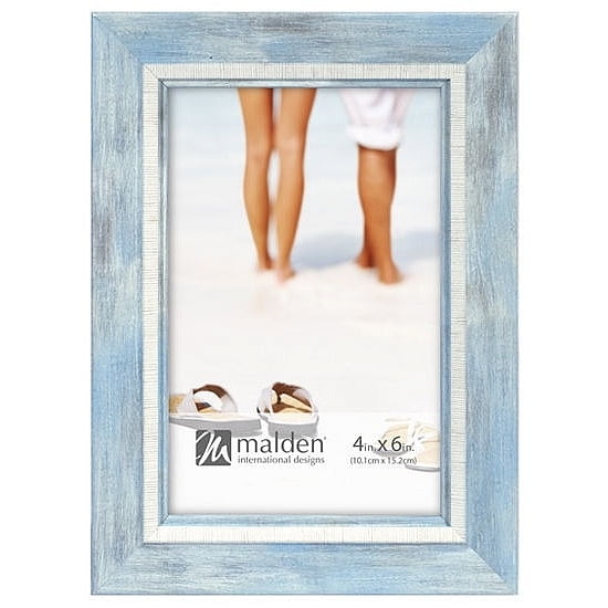 Distressed White and Blue Coastal 4x6 Wood Picture Frame