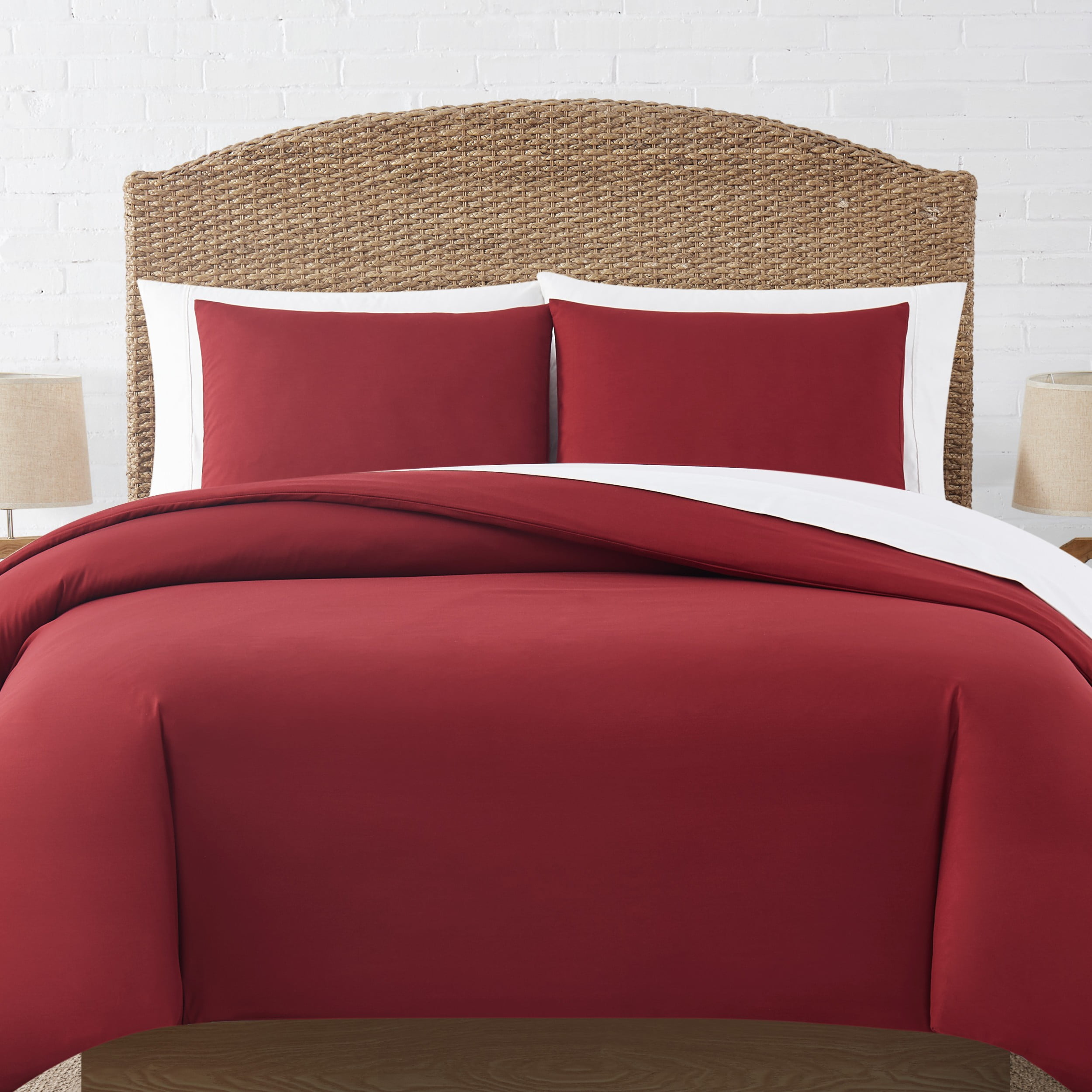 COASTAL LIVING Solid Lighthouse Red 3Piece Full/Queen Comforter Set