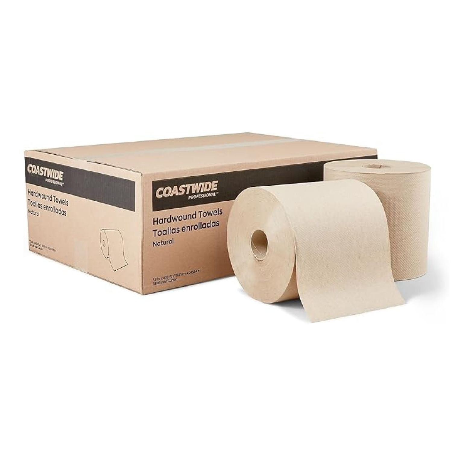 COASTWIDE 1-Ply Hardwound Paper Towels, 800 Feet Per Roll, 6-Pack, Natural