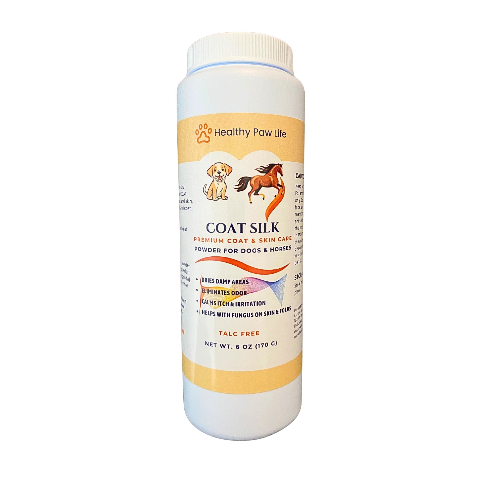 COAT SILK Canine and Equine Dry Powder Alleviate Odors and