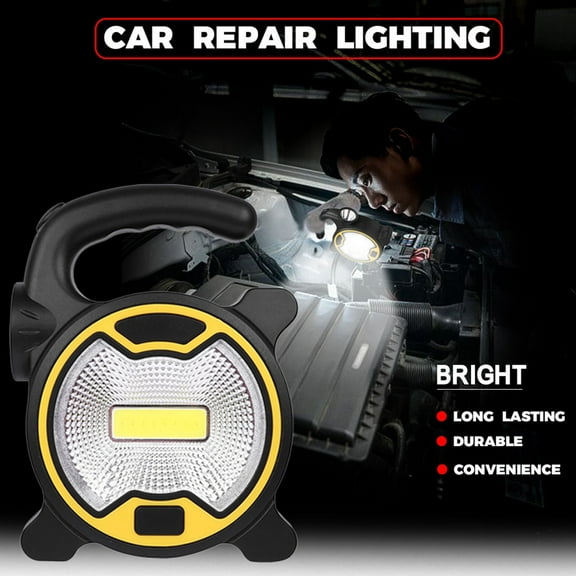 COB Camping Work Light, Yannianjz COB Camping Work Light, LED Flashlight with Adjustable Brightness, Portable Lantern for Outdoor, Battery Powered Work Light for Garage