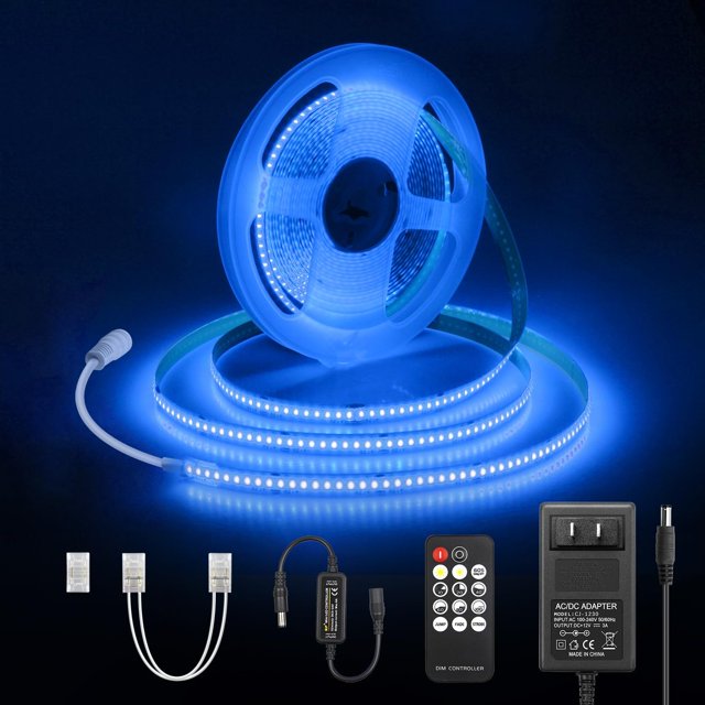 COB Dimmable LED Strip Lights Blue 12V 16.4ft High Density 1600LEDs
