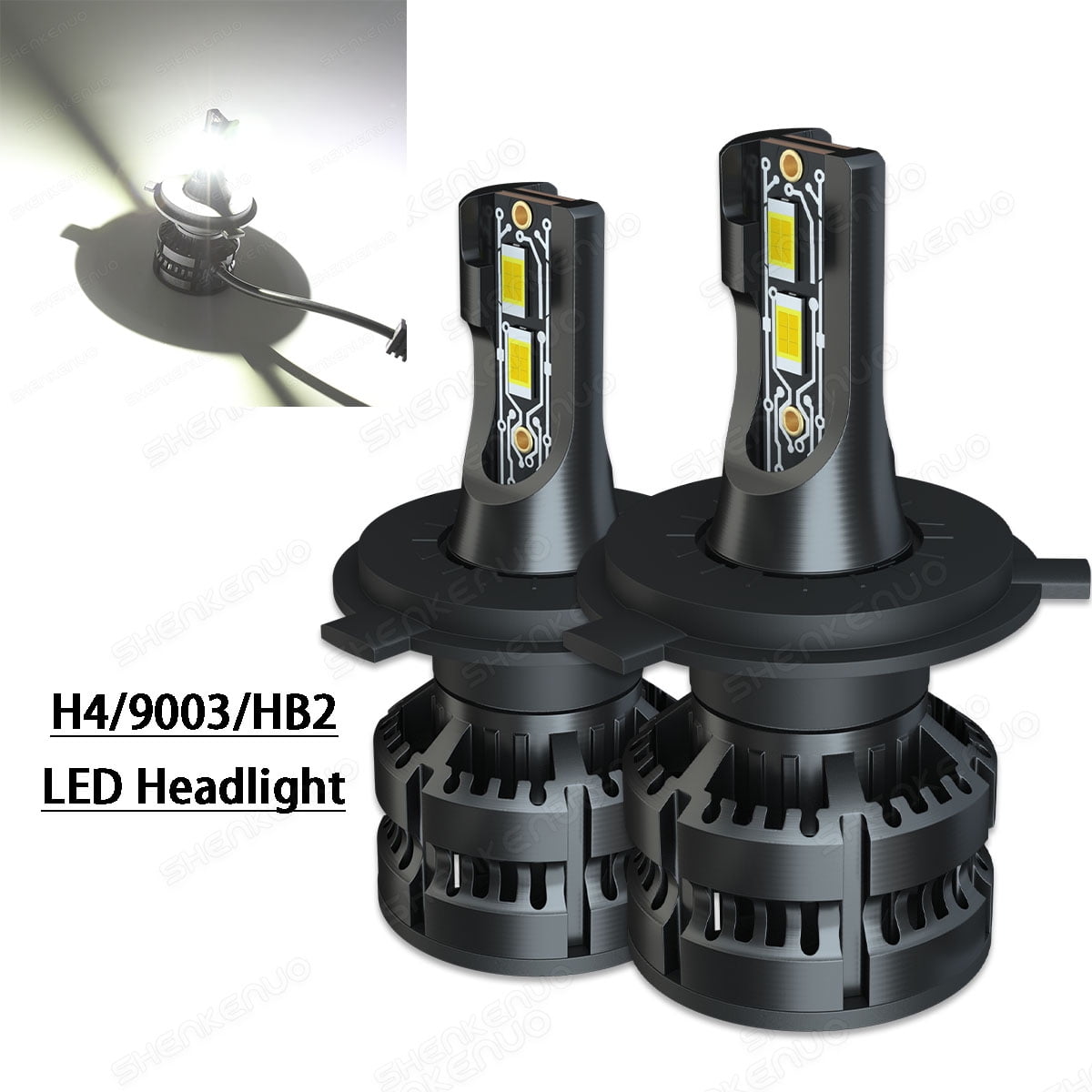 Nilight H4 Bombillas LED para faros delanteros, 14000lm H4/Hb2/9003 Hi/Lo  Beam LED Bombilla para faros delanteros 6500k H4 Bombilla LED blanca fría