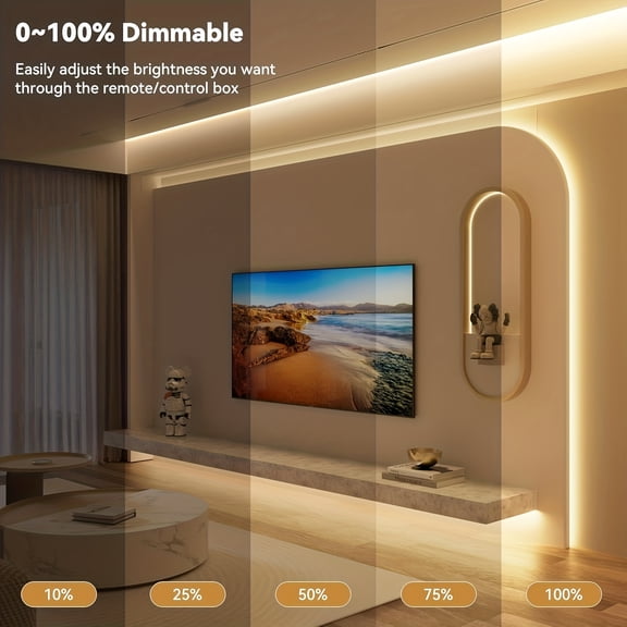 COB LED Light Dimmable LED Strip, LED Strip Lights 32.8ft, 8mm Width, 24V Flexible COB LED Tape Light For TV, Bedroom, Kitchen Cabinet, Closet, Home(Warm White, White)