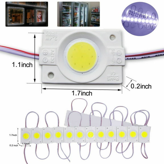 COB LED Lighting Module (12V DC) - IP65 Waterproof, 200lm/Strip, Fits Commercial Signs & Home/Boat/Garden Decor Use