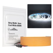 5mm COB LED Strip Light, 16.4FT DC 12V 6000K COB Light Strip, 400LEDs/M Cuttable LED Light Strip for Bedroom Home Kitchen Cabinet Decor NO Power Supply