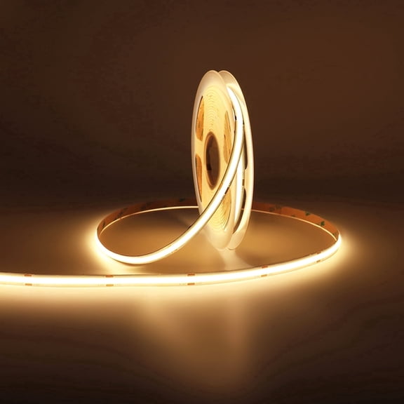COB LED Strip Light 24V 16.4ft, 8mm Wide 480 LEDs/m Ultra-High Density, 3000K Warm White with 90+ CRI, Flexible Tape for Under Cabinet, Shelf & Wall Display(NO Power Supply)
