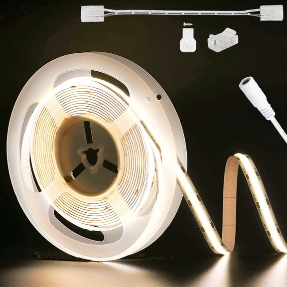 COB LED Strip Light 3087LEDs 20ft/6.1m Natural White 4000K,CRI90+ Super Bright High Lumen,Lead-Free Material 24V Flexible LED Tape,for Home&Office DIY Lighting Project(Adapter Not Included)