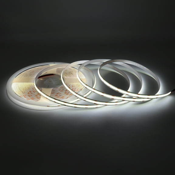 24V COB LED Strip Light 6000K Cold White, 10M Flexible Dimmable LED Tape, High CRI>90, Indoor Ribbon Light for Ceiling or Kitchen – Power Supply Not Included