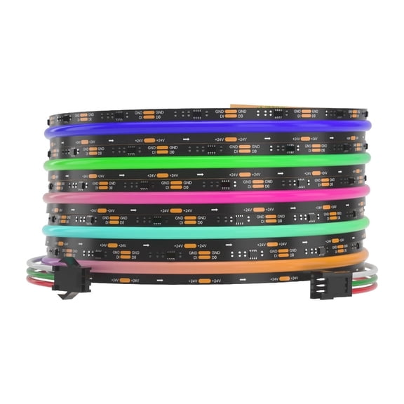 24V Addressable COB LED Strip Light Black PCB, 16.4ft/5m Flexible WS2811 RGB Dream Color LED Tape Light, CRI 90+, DIY Indoor Lighting for Ceiling Bedroom Cabinet Decor