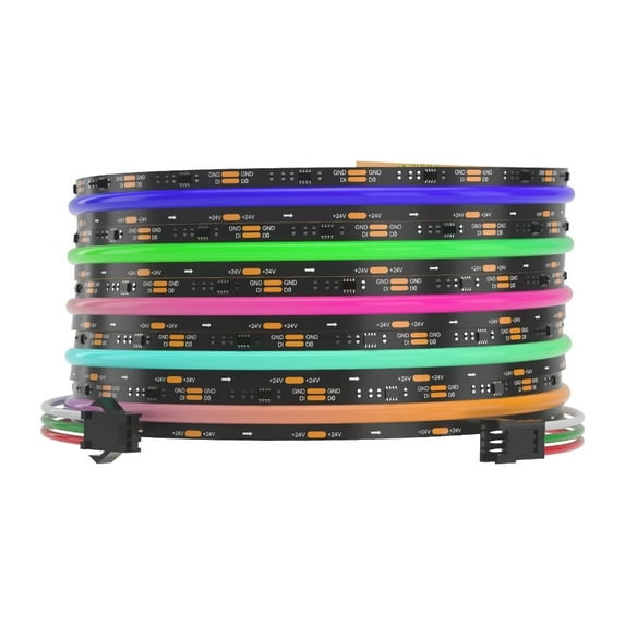 24V Addressable COB LED Strip Light Black PCB, 16.4ft/5m Flexible WS2811 RGB Dream Color LED Tape Light, CRI 90+, DIY Indoor Lighting for Ceiling Bedroom Cabinet Decor