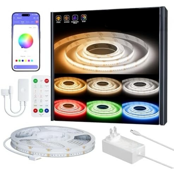 COB LED Strip Lights,20ft RGB+CCT 2700K-6500K White LED Lights,Dimmable Color Changing RGB LED Strip Light,with Remote/APP Control,for Kitchen Cabinets,Ceiling,Party DIY Lighting Projects$$