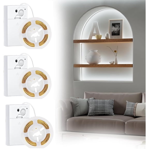 COB LED Strip Lights, 4.92FT 3Pack 6000K Cool White LED Strip Lights Timer Dimmable Flexible Cuttable Tape Lights for Cabinet Shelves Bedroom