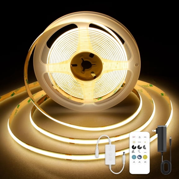 COB LED Strip Lights 9.84ft, 3000K Warm White LED Light Strip, DC24V Tape Light, CRI93+, Bluetooth App Control, Dimmable LED Strips for Bedroom,Cabinet,Living Room.