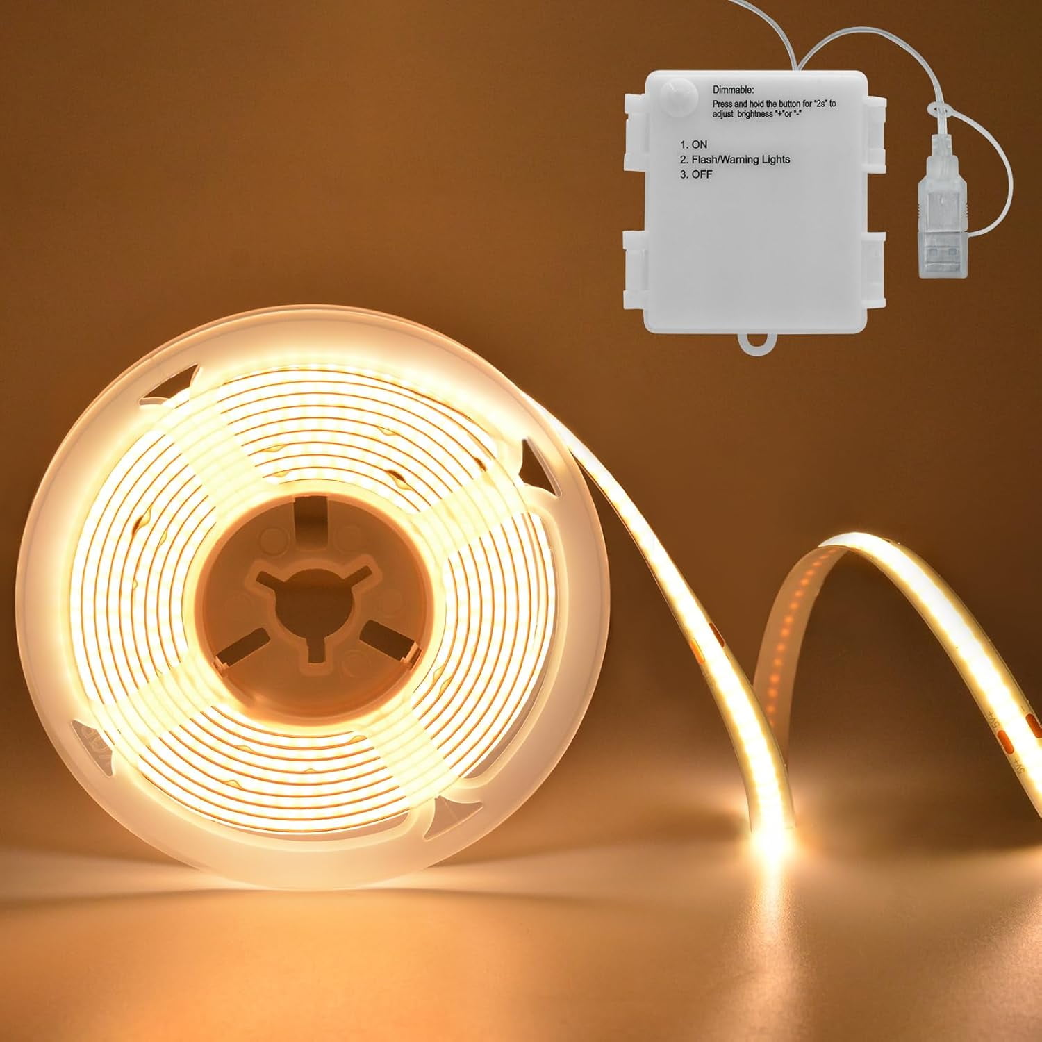 COB LED Strip Lights Battery Powered, 6.6ft 640 LED Light Strip