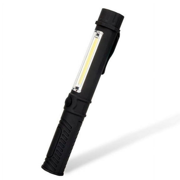 COB LED Work Flashlight with Base, Clip, and Adjustable Focus, Super Bright Portable Handheld Torch for Home, Inspection, Dog Walking, and Emergency Use