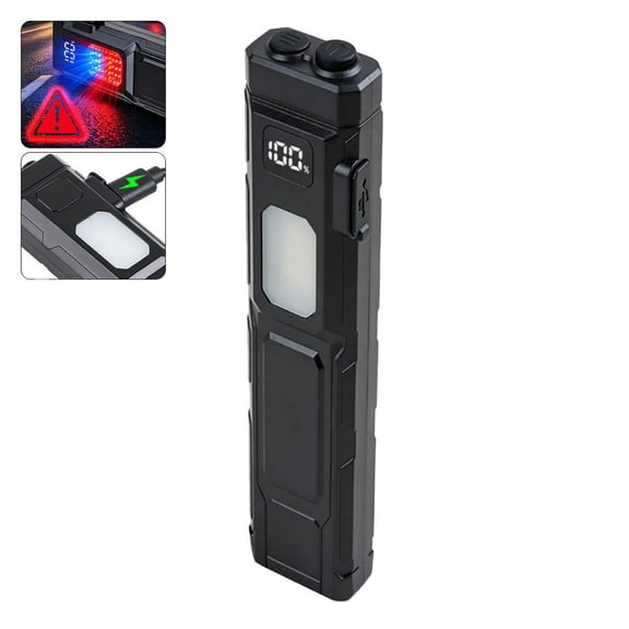 COB LED Work Light Rechargeable, Pocket Flashlight with Digital Battery Display, 7 Modes, USB-C Rechargeable Inspection Light with Clip for Auto Repair, Camping & Emergency