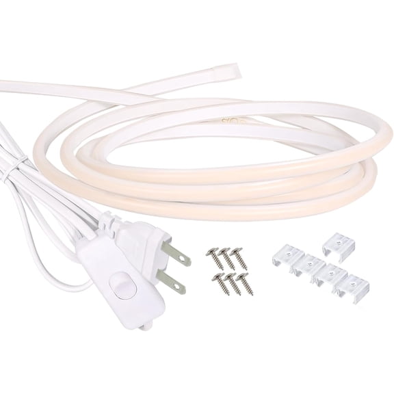 COB Led Strip Lights Waterproof IP67 6.56feet Cuttable LED Rope Lights AC 110V 120V Light Stip 320LEDs 3000K Warm White Super Bright with US Plug for Bedroom Ceiling Kitchen Under Cabinet Closet