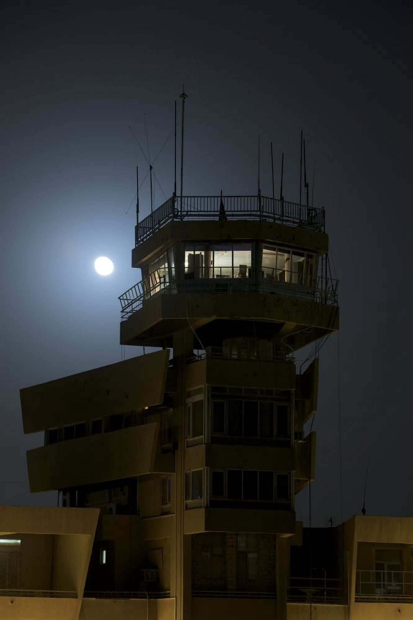 COB Speicher control tower under a full moon Canvas Art - Terry MooreStocktrek Images (12 x 18)