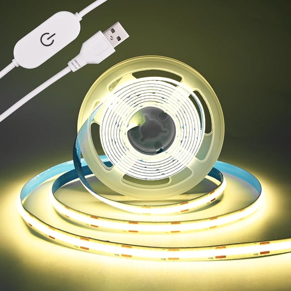 COB Strip Light 5V Tape 320LED/m Dimmable Strip Light TV Backlight Flexible Under Cabinet Tape Light for ,Kitchen, DIY Lighting (4000K, 9.84FT)