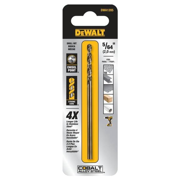 COBALT ALLOY STEEL DRILL BIT 5/64"DW - Walmart.com