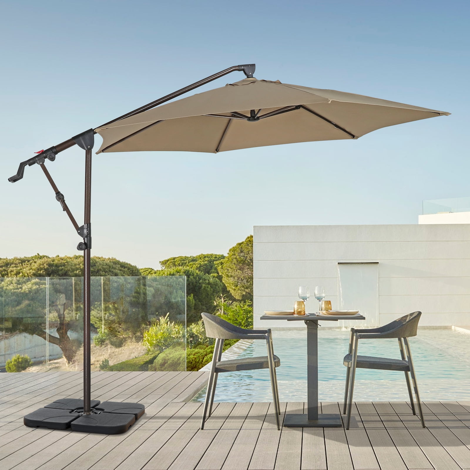 10 x 13 patio umbrella 13x10 ft Aluminum Double Top LED Cantilever Umbrella