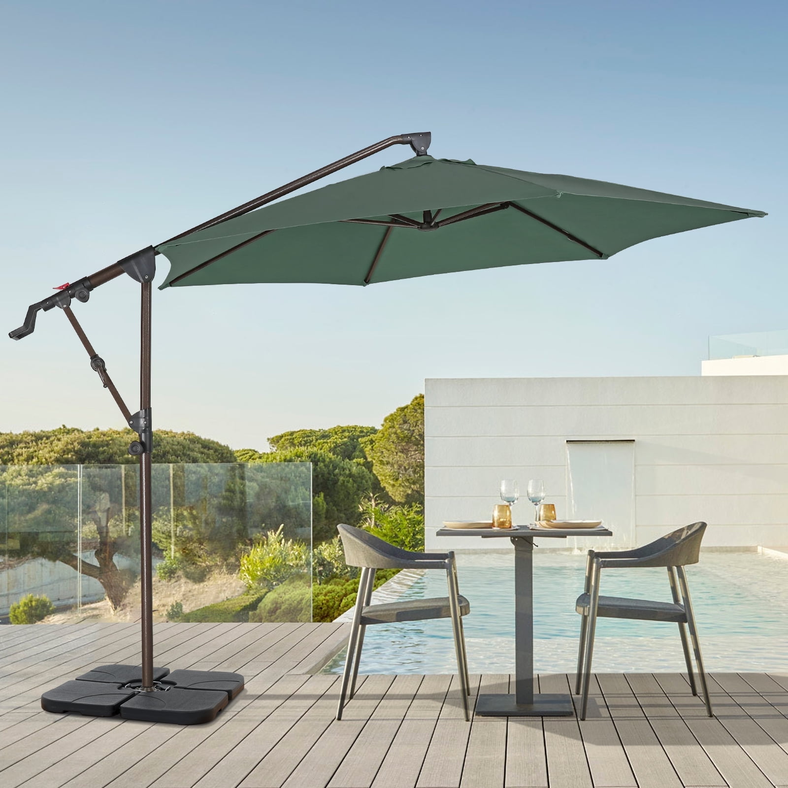 COBANA 10ft Offset Patio Umbrella with Base Included, Hanging Outdoor ...