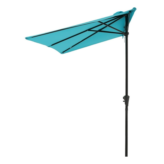 COBANA 7.5’ by 4’ Half Rectangular Outdoor Patio Umbrella for Patio, Balcony, Garden, Deck, Blue