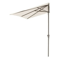 COBANA 7.5’ by 4’ Half Rectangular Outdoor Patio Umbrella for Patio, Balcony, Garden, Deck, Cream White