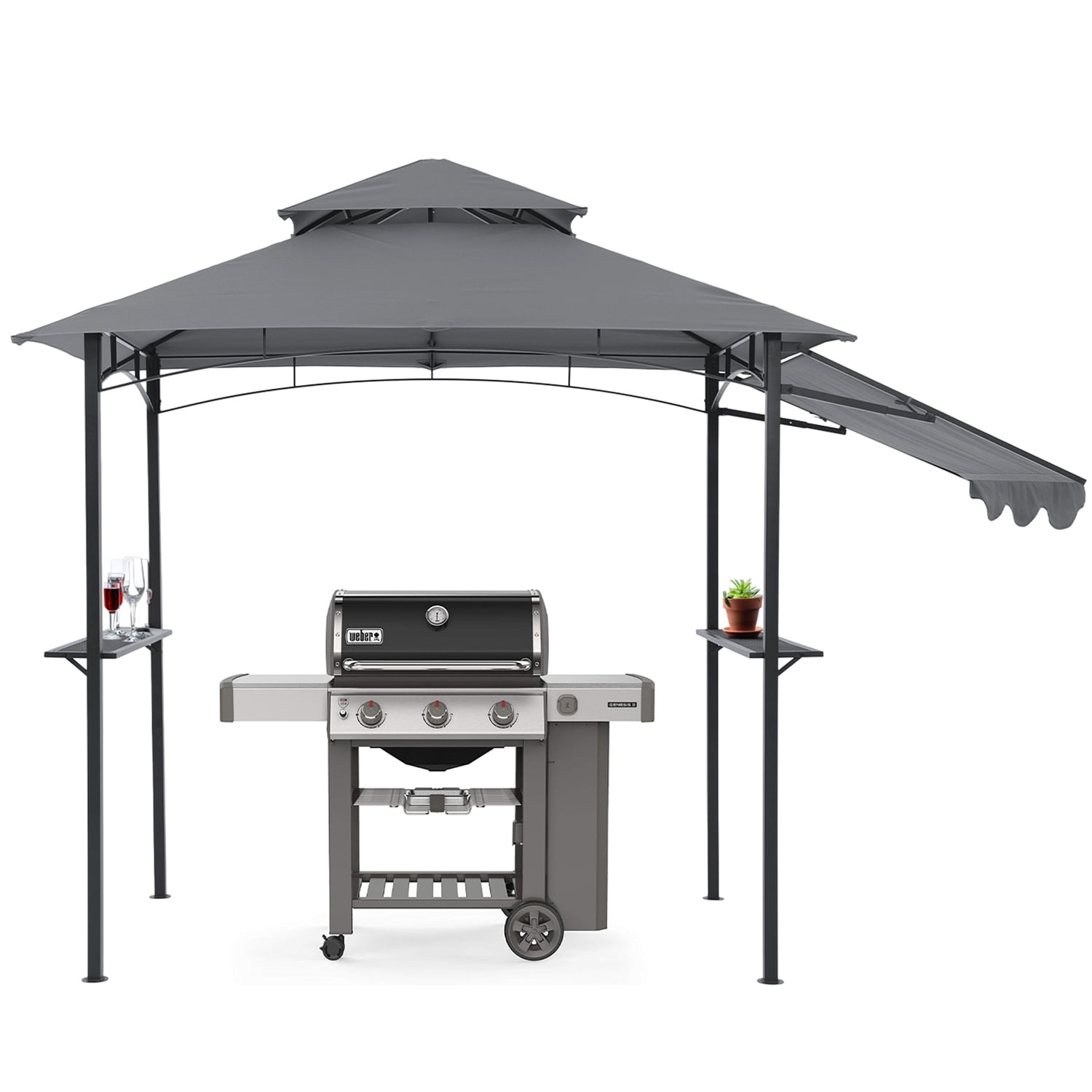 COBANA 8’ x 5’ Grill Gazebo, Double Tiered Patio Outdoor BBQ Gazebo