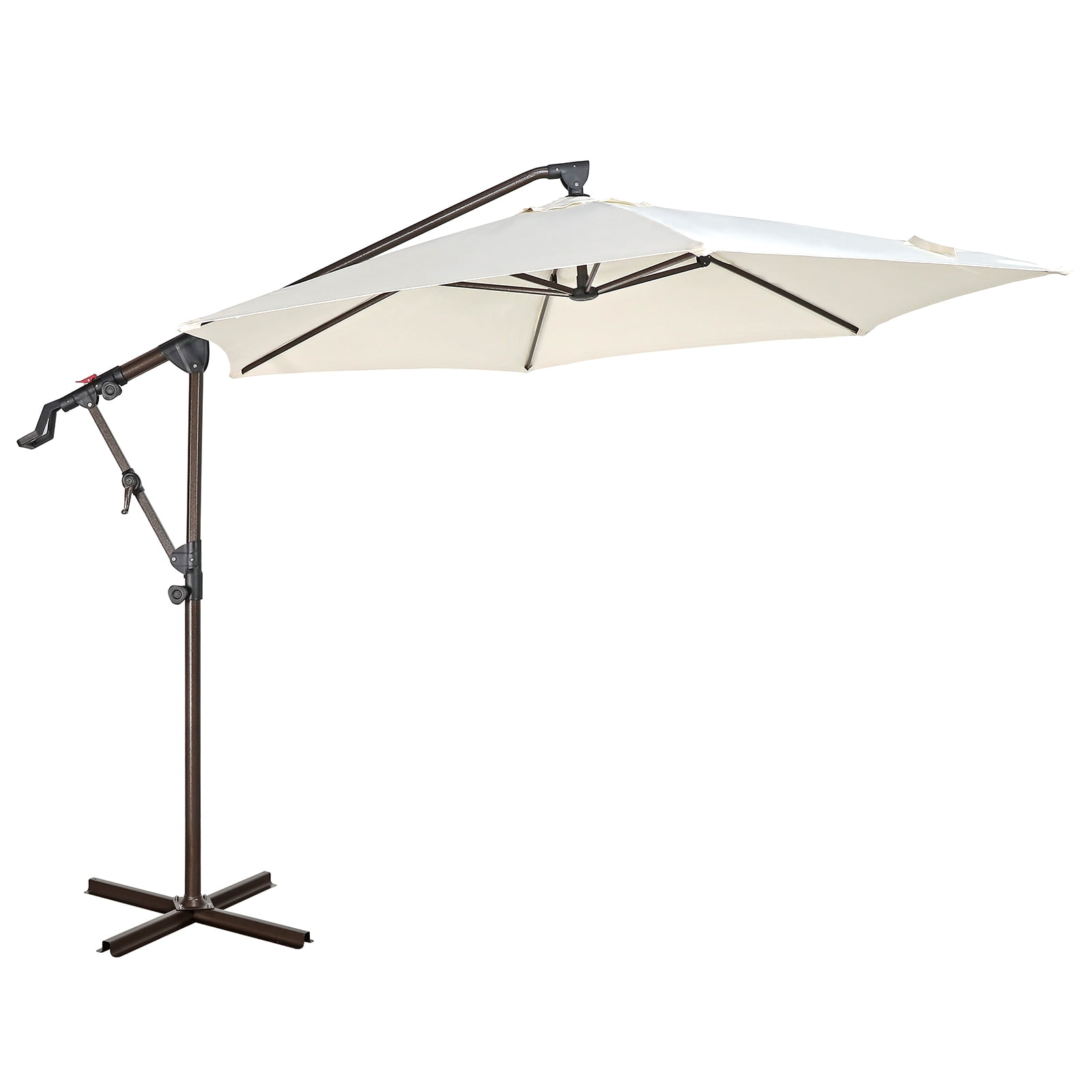 COBANA 10ft Offset Patio Umbrella with Base Included, Hanging Outdoor  Umbrella with Water Sand Filled Umbrella Stand Weights, Beige 