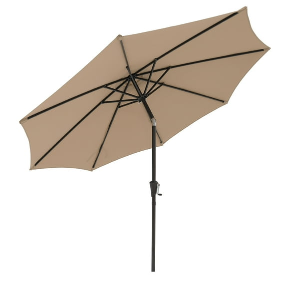 COBANA 9ft Patio Umbrella, Outdoor Table Market Umbrella with Push Button Tilt and Crank, Beige