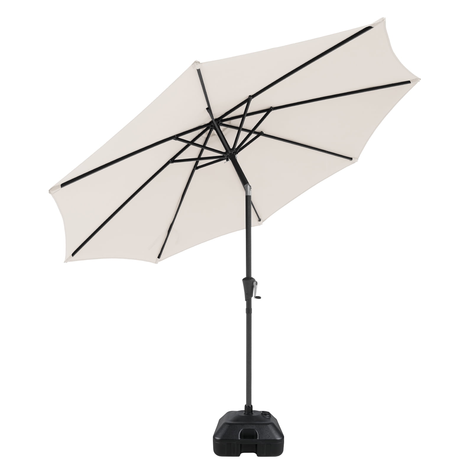 COBANA 9ft Patio Umbrella with Base Included, Outdoor Market Table Umbrella with Crank Tilt and Umbrella Stand Weights, Cream White