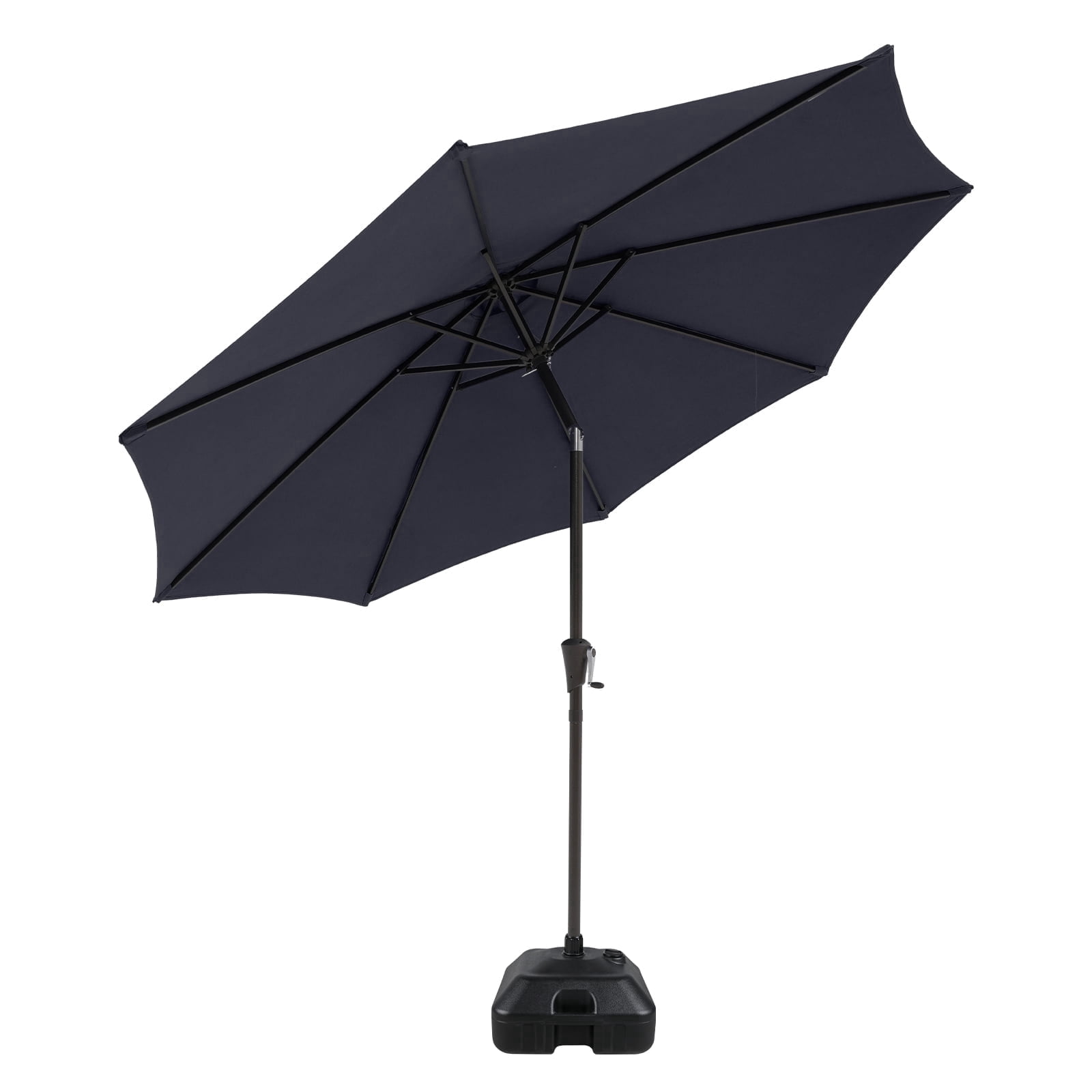 COBANA 9ft Patio Umbrella with Base Included, Outdoor Market Table Umbrella with Crank Tilt and Umbrella Stand Weights, Dark Blue